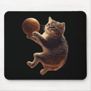 Cat Playing Bysketbyll Fun Cats Mum Meow Kitty Fun Mouse Pad