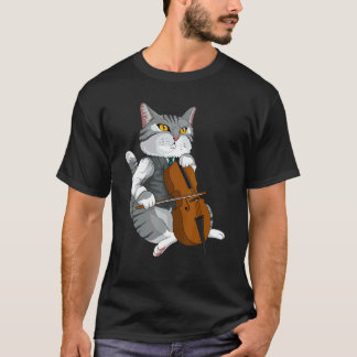 Cat Playing Cello Violin musical instrument T-Shirt