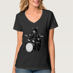 Cat Playing Drums Cat Lover For Drummers T-Shirt