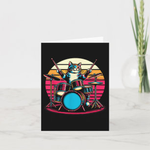 Cat Playing Drums Drummer Novelty Music Lover Funn Card