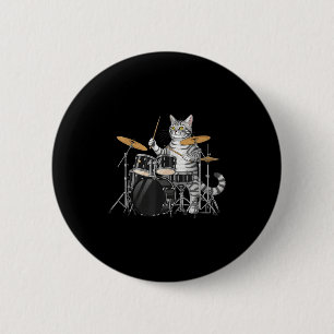 Cat Playing Drums Drumset Drumkit Drumming Drum Dr 6 Cm Round Badge