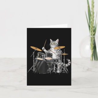 Cat Playing Drums Drumset Drumkit Drumming Drum Dr Card