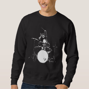 Cat Playing Drums Men Women  Drummer and Cat Sweatshirt