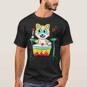 Cat Playing Drums T-Shirt