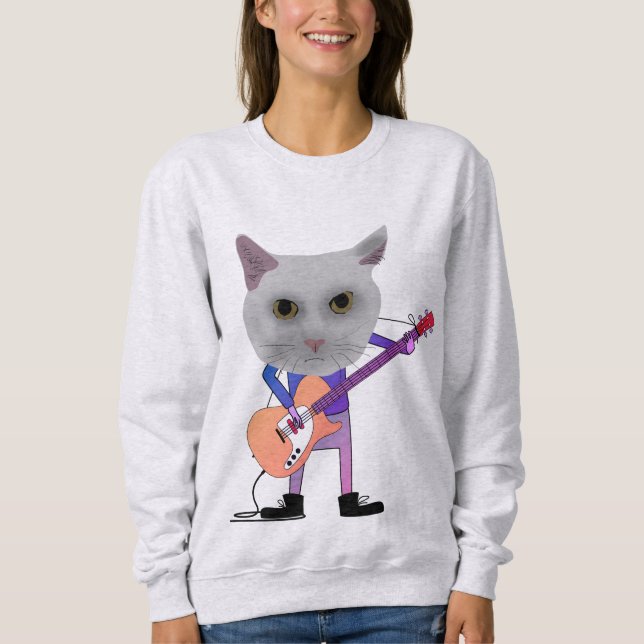 CAT PLAYING ELECTRIC GUITAR T-Shirts (Front)