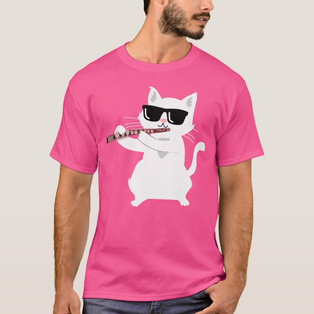 Cat Playing Flute T-Shirt (Front)
