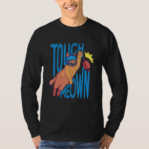 Cat Playing Football Touchdown Meown Graphic Crewn T-Shirt