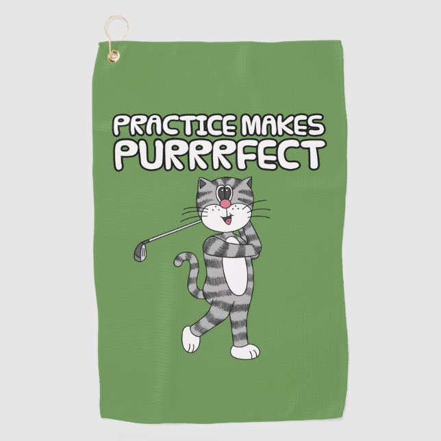 Cat Playing Golf (Driver), Golfer Funny Towel (Front)