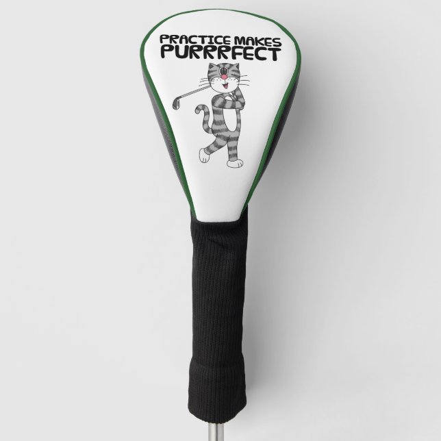 Cat Playing Golf (Driver), Practice Makes Purrfect Head Cover (Front)