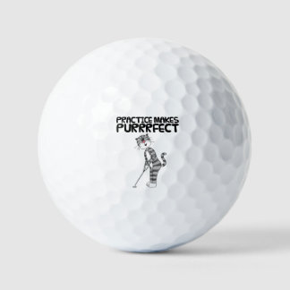 Cat Playing Golf (Putter), Golfer Funny Balls