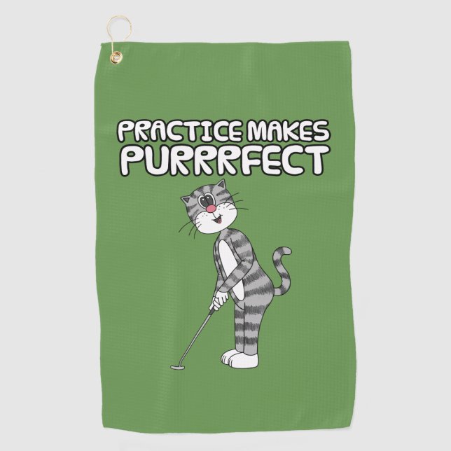 Cat Playing Golf (Putter), Golfer Funny Towel (Front)