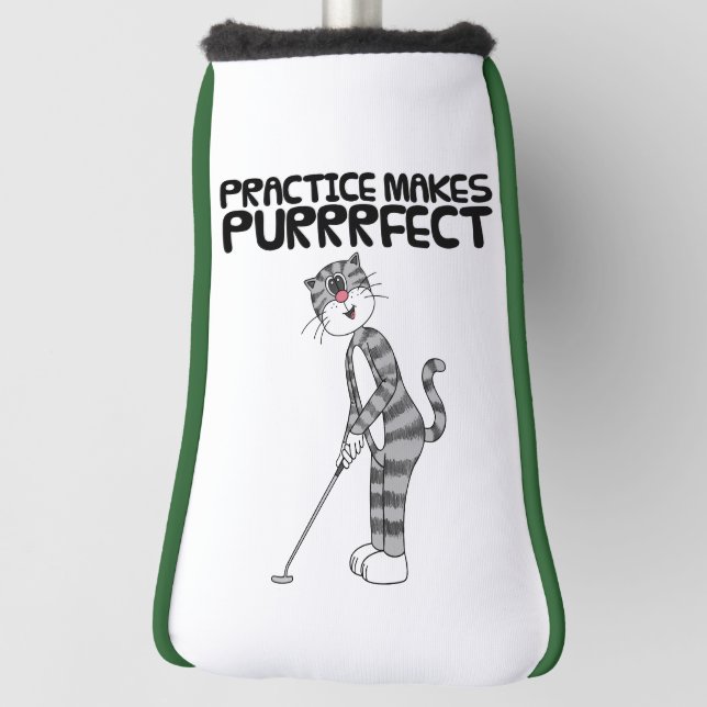 Cat Playing Golf (Putter) Practice Makes Purrrfect Head Cover (Rotate 90)