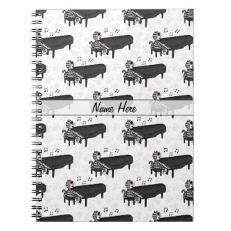 Cat Playing Grand Piano Musician Pianist Custom Notebook