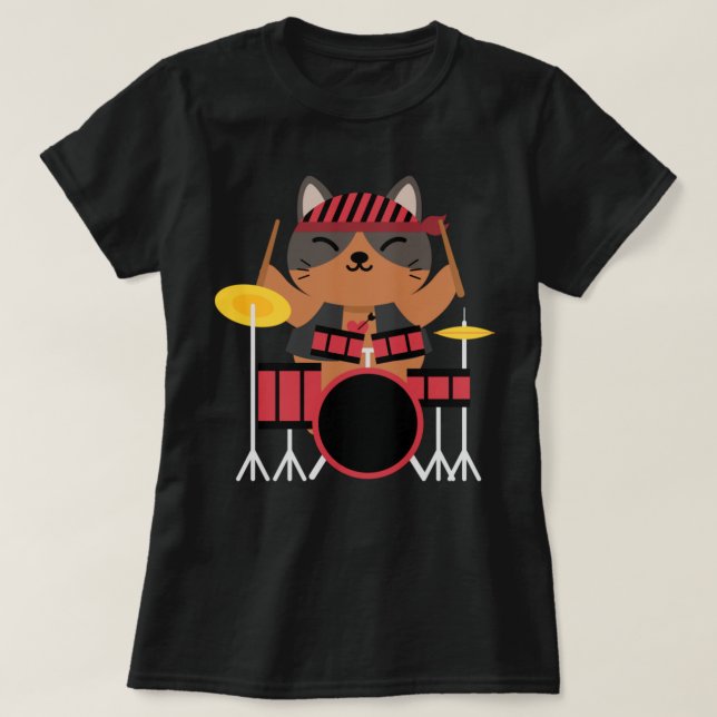 Cat playing guitar_781 T-Shirt (Design Front)