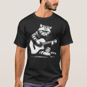 Cat Playing Guitar Acoustic Guitar T-Shirt