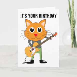 CAT PLAYING GUITAR BIRTHDAY CARDS