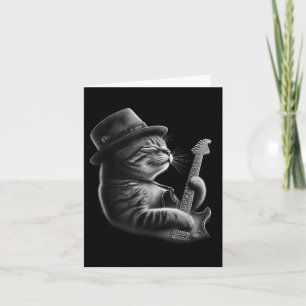 Cat Playing Guitar - Funny Rock Music Guitar Cat  Card