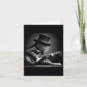 Cat Playing Guitar - Funny Rock Music Guitar Cat F Card