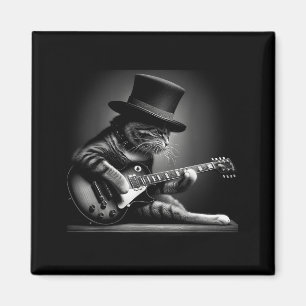 Cat Playing Guitar - Funny Rock Music Guitar Cat F Magnet