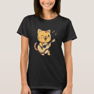Cat Playing Guitar Kitten Cute Boys Girls T-Shirt