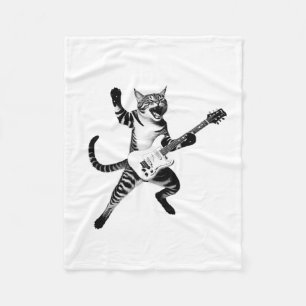 Cat Playing Guitar Rock And Roll Band Men Women Ki Fleece Blanket