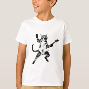 Cat Playing Guitar Rock And Roll Band Men Women Ki T-Shirt
