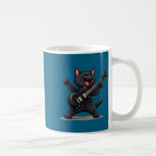 Cat Playing Guitar Rock And Roll Rock Star Funny Coffee Mug
