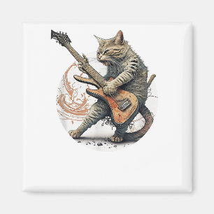 Cat Playing Guitar  Rock Cat  Heavy Metal Cat  Mus Magnet