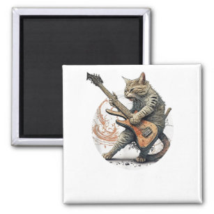 Cat Playing Guitar  Rock Cat  Heavy Metal Cat  Mus Magnet