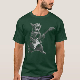 Cat Playing Guitar Rock Rock and Roll For Men Wome T-Shirt