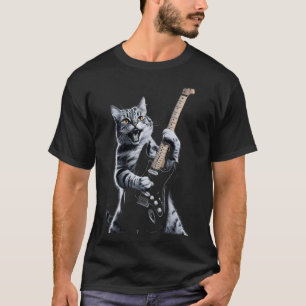 Cat Playing Guitar Rock Star Rock and Roll Fest, M T-Shirt