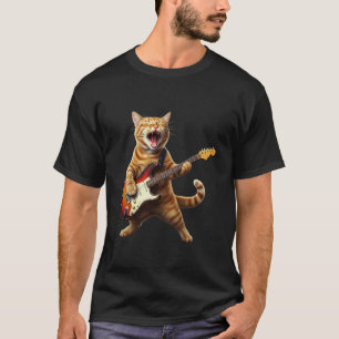 Cat Playing Guitar Rock Star Rock and Roll For Men T-Shirt