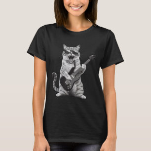 Cat Playing Guitar Rock Star Rock And Roll Men Wom T-Shirt