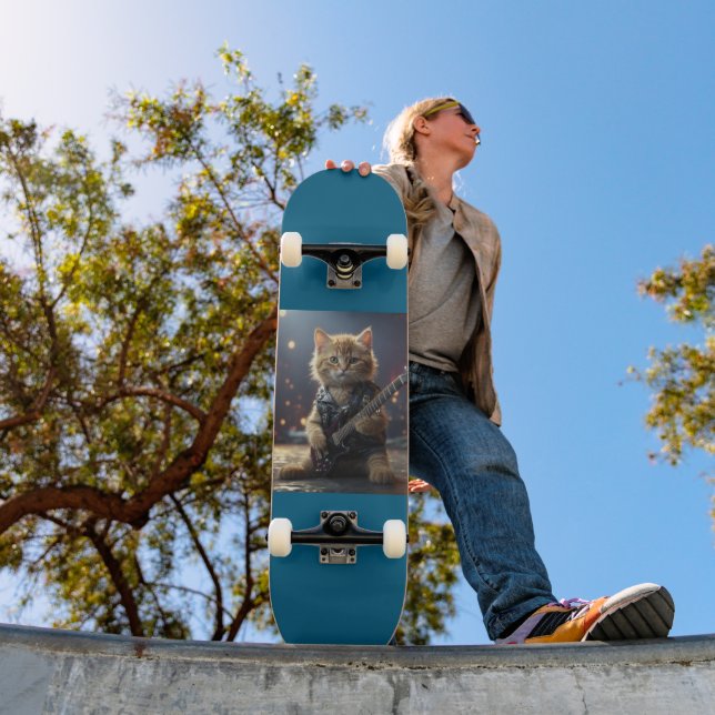 CAT PLAYING GUITAR SKATEBOARD DECK (Outdoor 1)
