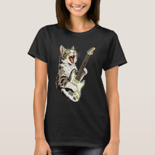 Cat Playing Guitar Star Rock and Roll Men Women Ki T-Shirt
