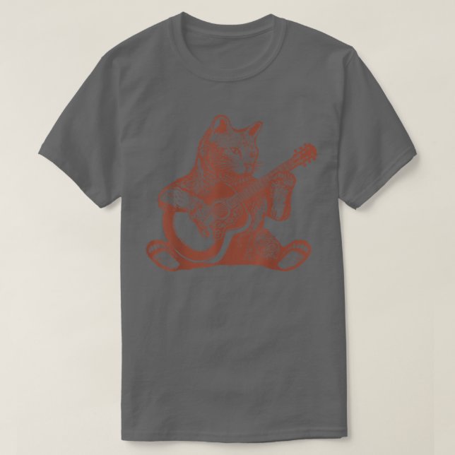Cat Playing Guitar  T-Shirt (Design Front)
