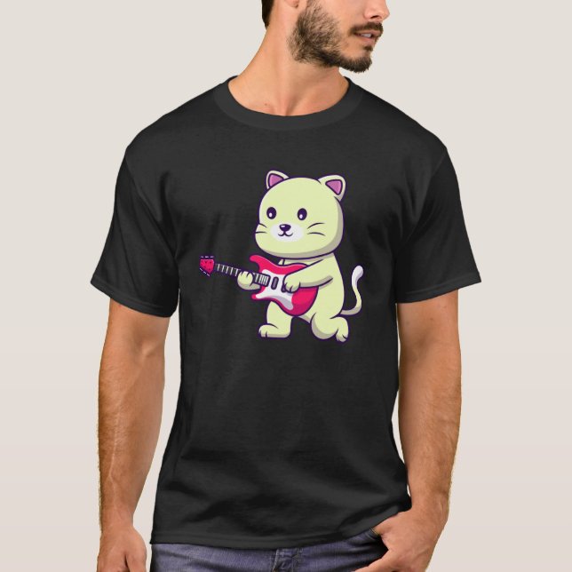cat playing guitar T-Shirt (Front)