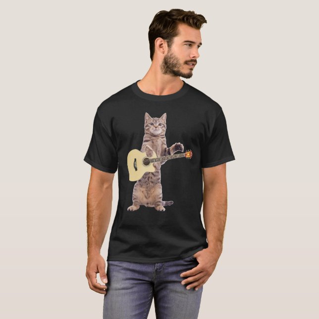 Cat Playing Guitar Tshirt (Front Full)