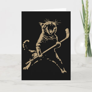 Cat Playing Ice Hockey For Men Women Card