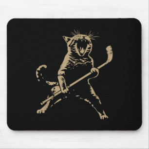 Cat Playing Ice Hockey Mouse Pad