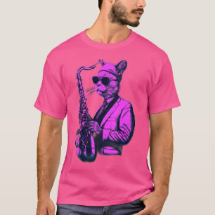 Cat Playing Jazz On Saxophone T-Shirt
