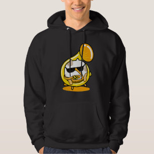 Cat Playing Music Instrument French Horn Hoodie