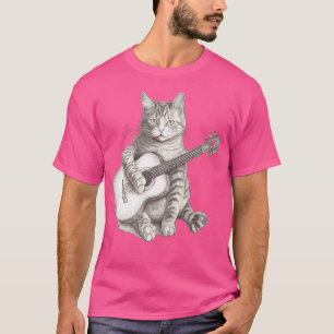 Cat Playing On Acoustic Guitar T-Shirt