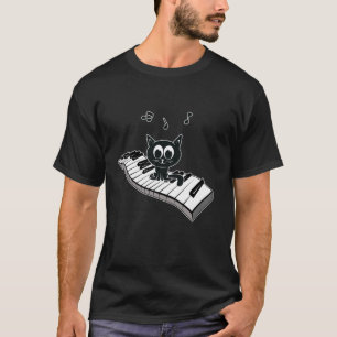 Cat Playing On Piano Funny Cat Animal Love Cat T-Shirt