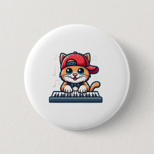 Cat Playing Piano Design for Music and Cat Lovers  6 Cm Round Badge