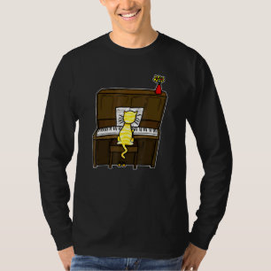 Cat Playing Piano Doodle For Cat Pianists Cat Mum T-Shirt
