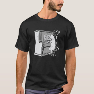 Cat Playing Piano  Fun Music Pianist Cat T-Shirt