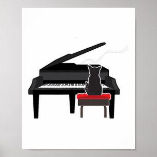 Cat Playing Piano Music Lover Funny T Shirt  Poster