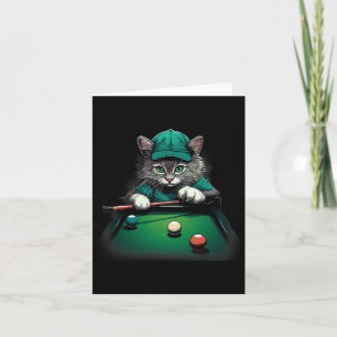 Cat Playing Pool Billiards Cool Funny Cats Card