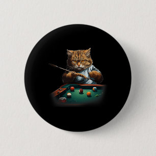 Cat Playing Pool Billiards Cool Funny Cats Men Wom 6 Cm Round Badge